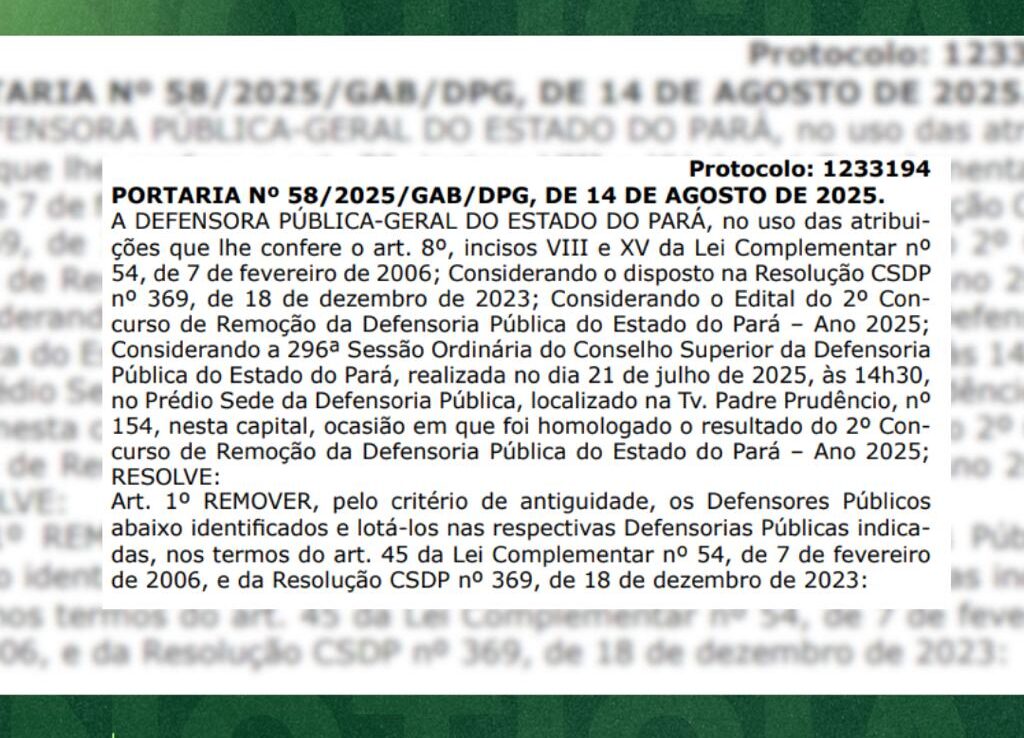 You are currently viewing Defensoria Pública do Pará oficializa remoções em novo ciclo da carreira
